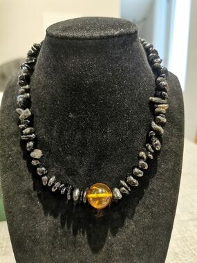 Authentic Dominican Amber & Black Tourmaline